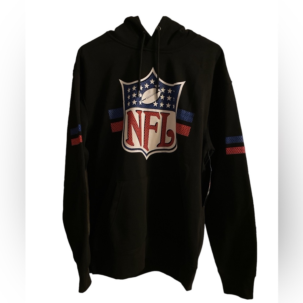 Official NFL LOGO Shield Black Fleece Hoodie Mens Medium NEW (Retail $85) NWT